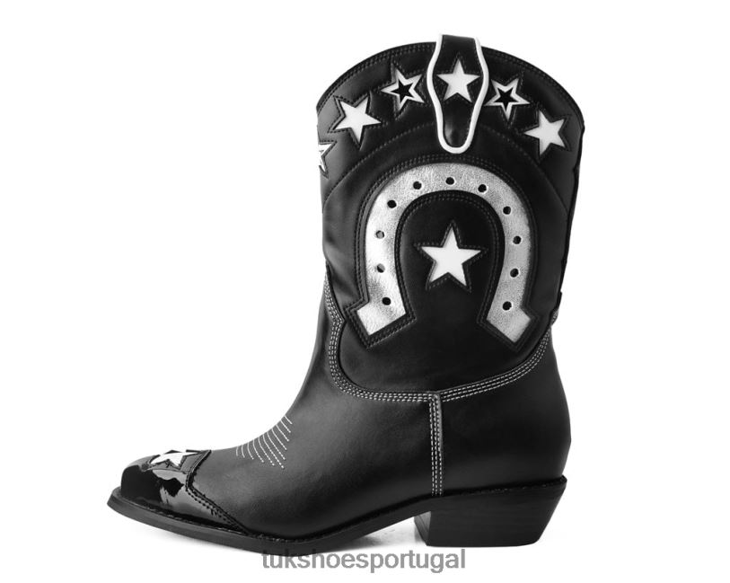 Preto branco calçados J6V0X196 bota western ferradura estrela mulheres T.U.K. Footwear