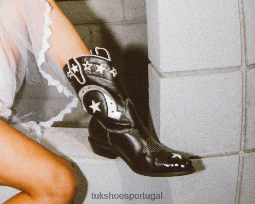 Preto branco calçados J6V0X196 bota western ferradura estrela mulheres T.U.K. Footwear