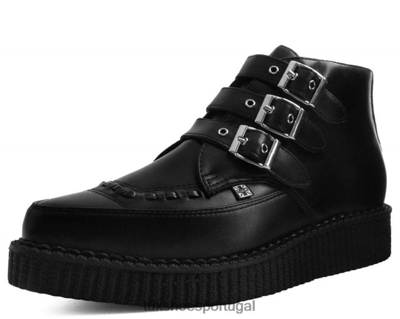 preto calçados J6V0X16 Bota trepadeira pontiaguda com 3 fivelas mulheres T.U.K. Footwear