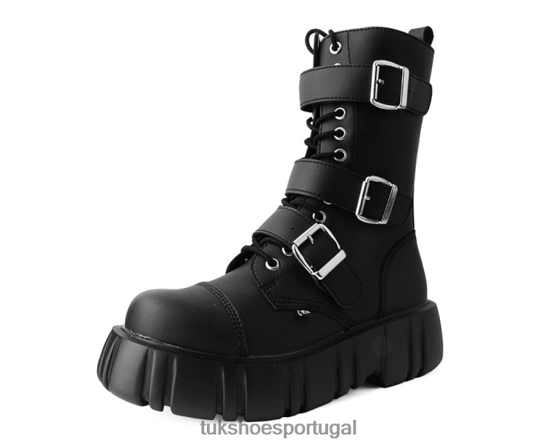 preto calçados J6V0X219 Bota dirigível anárquica com 3 fivelas mulheres T.U.K. Footwear