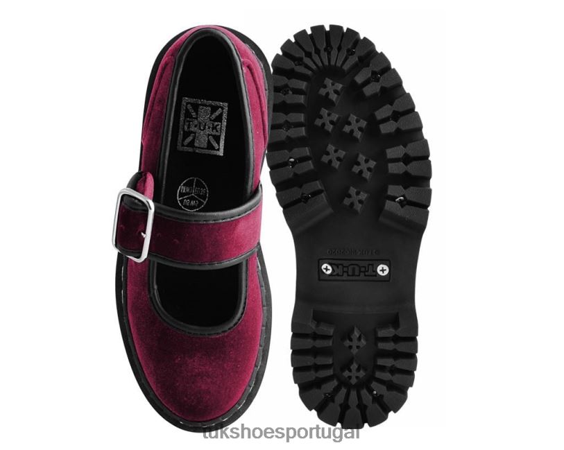 Borgonha calçados J6V0X166 veludo de dois andares mary jane mulheres T.U.K. Footwear
