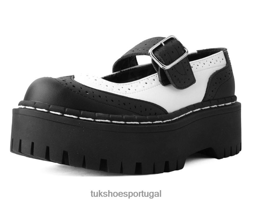 Preto branco calçados J6V0X150 mary jane de dois andares mulheres T.U.K. Footwear