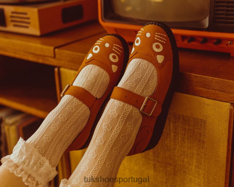 laranja calçados J6V0X159 camurça sintética kitty viva low mary jane mulheres T.U.K. Footwear