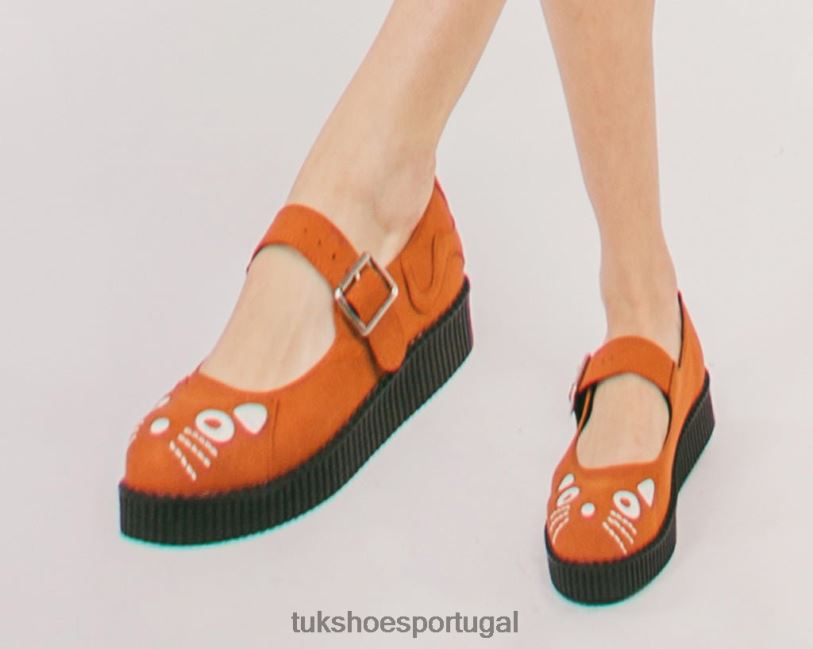 laranja calçados J6V0X159 camurça sintética kitty viva low mary jane mulheres T.U.K. Footwear
