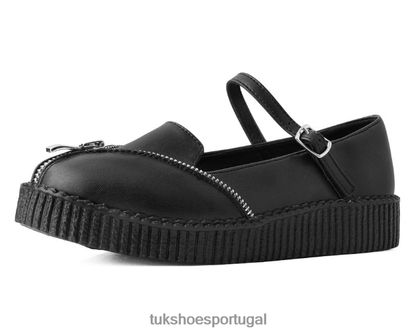 preto calçados J6V0X140 zíper viva baixo mary jane mulheres T.U.K. Footwear