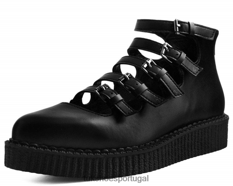 preto calçados J6V0X145 Creeper Mary Jane com pontas múltiplas e alças mulheres T.U.K. Footwear