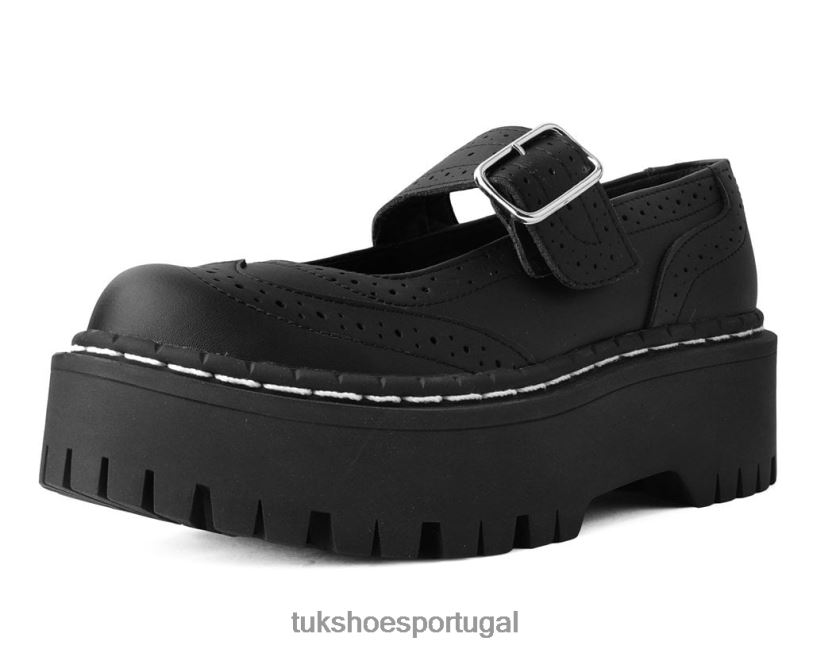 preto calçados J6V0X151 mary jane de dois andares mulheres T.U.K. Footwear