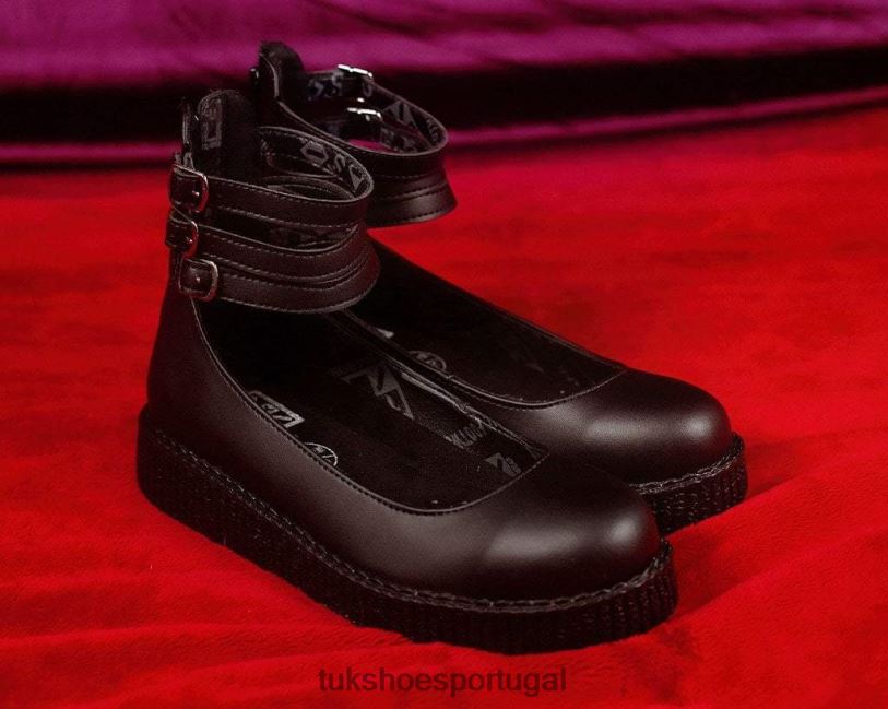 preto calçados J6V0X186 Mary jane de 3 alças mulheres T.U.K. Footwear