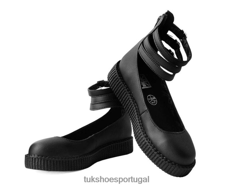 preto calçados J6V0X186 Mary jane de 3 alças mulheres T.U.K. Footwear