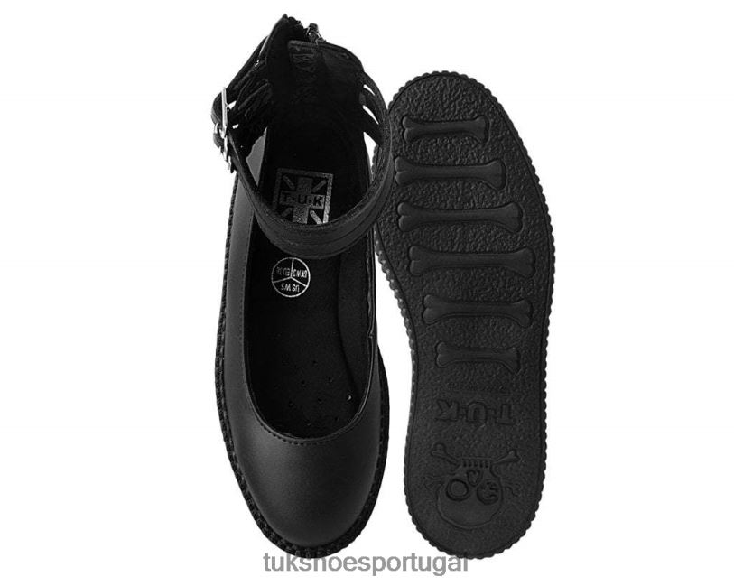 preto calçados J6V0X186 Mary jane de 3 alças mulheres T.U.K. Footwear