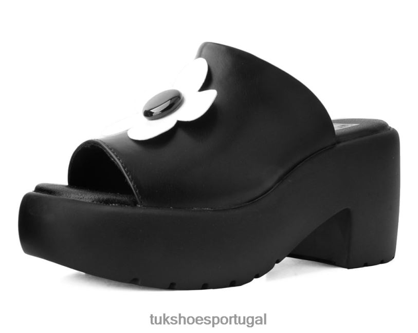 Preto branco calçados J6V0X280 mula bolha margarida mulheres T.U.K. Footwear