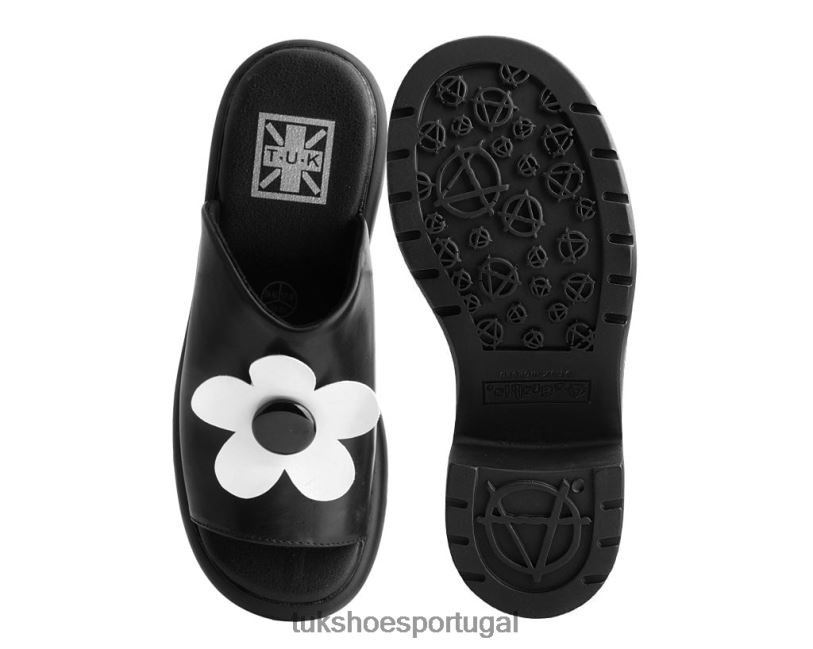 Preto branco calçados J6V0X280 mula bolha margarida mulheres T.U.K. Footwear