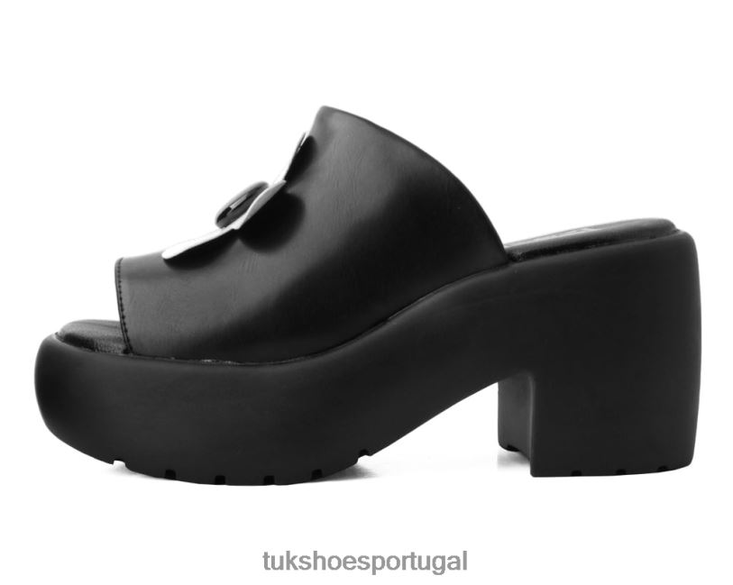 Preto branco calçados J6V0X280 mula bolha margarida mulheres T.U.K. Footwear