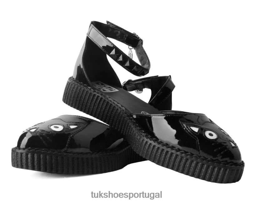 preto calçados J6V0X168 sandália com cara de gatinho mulheres T.U.K. Footwear