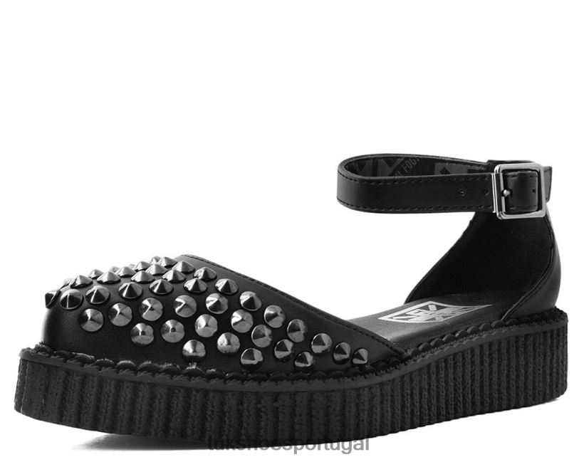 preto calçados J6V0X169 sandália com tachas pontiagudas mulheres T.U.K. Footwear