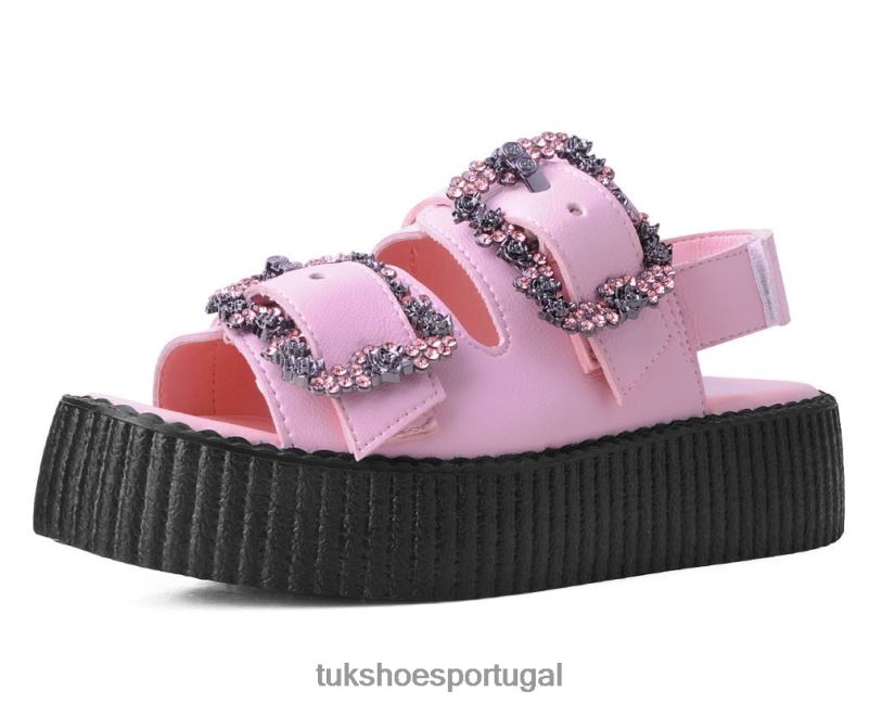 rosa calçados J6V0X299 Sandália de diamante com 2 fivelas mulheres T.U.K. Footwear