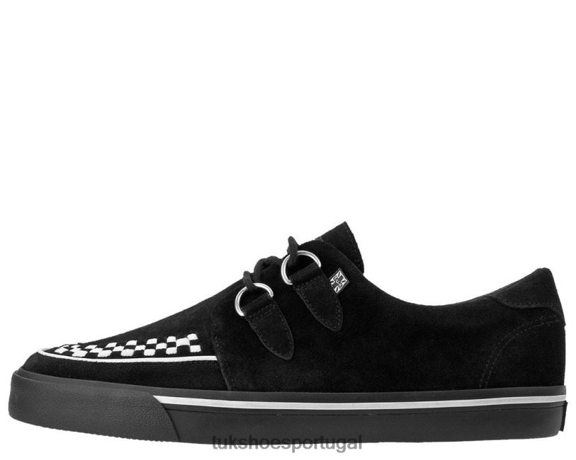 Preto branco calçados J6V0X242 tênis entrelaçado de camurça mulheres T.U.K. Footwear