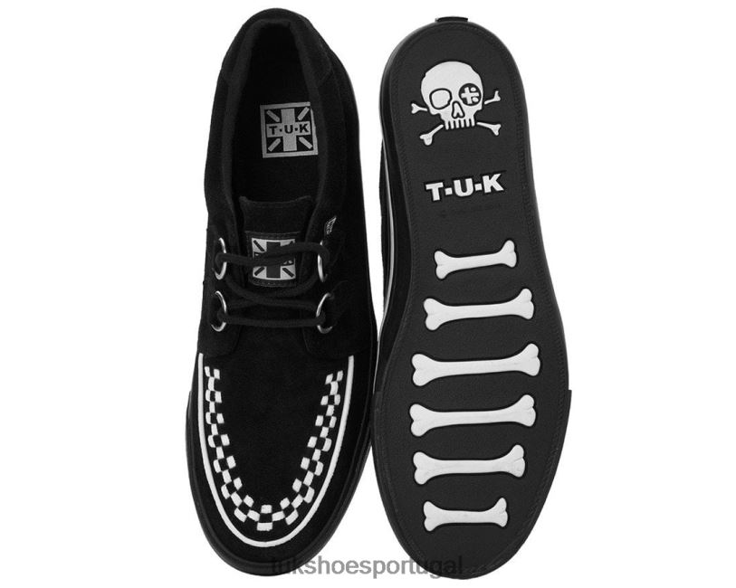 Preto branco calçados J6V0X242 tênis entrelaçado de camurça mulheres T.U.K. Footwear