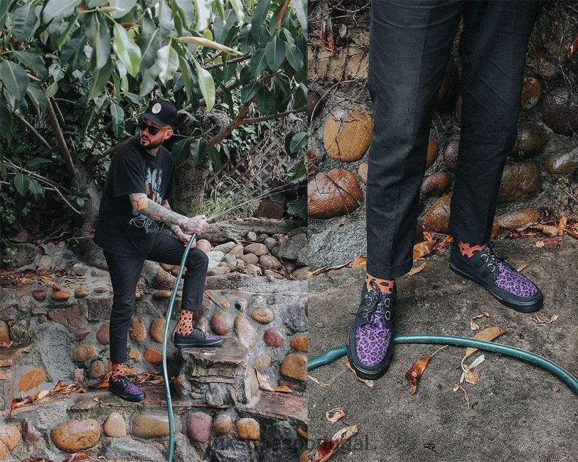 preto/roxo calçados J6V0X266 tênis com argola em leopardo mulheres T.U.K. Footwear