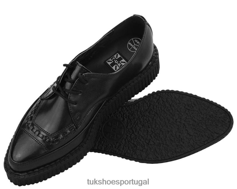 preto calçados J6V0X13 trepadeira pontiaguda com cadarço de couro mulheres T.U.K. Footwear